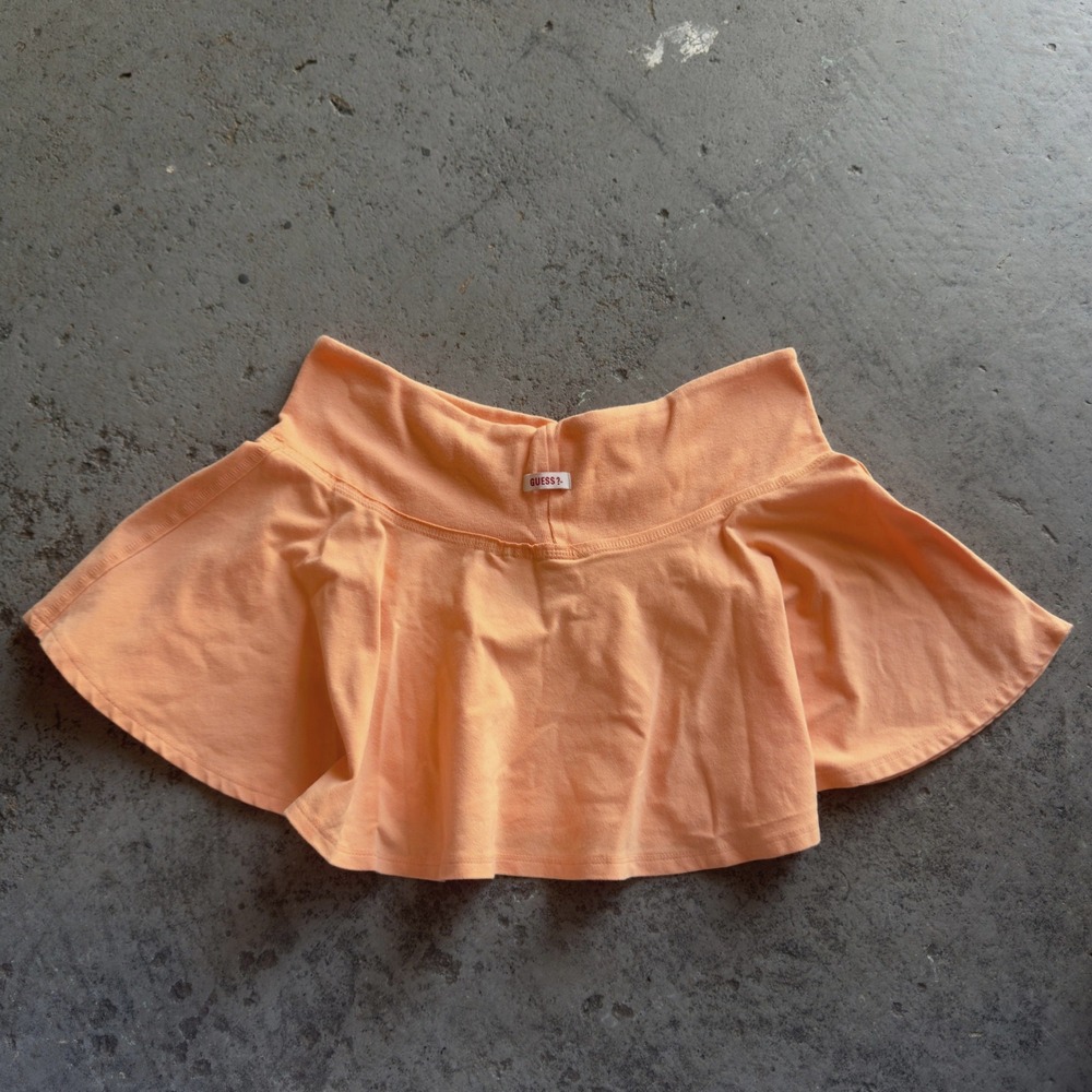 Vintage Guess Jeans Peach Orange Mini Skater Skirt Y2K Sporty Cotton Stretch M